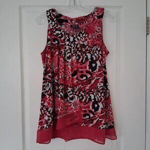 NWD Plus Top Women 1X Red Maximalism Colorful
